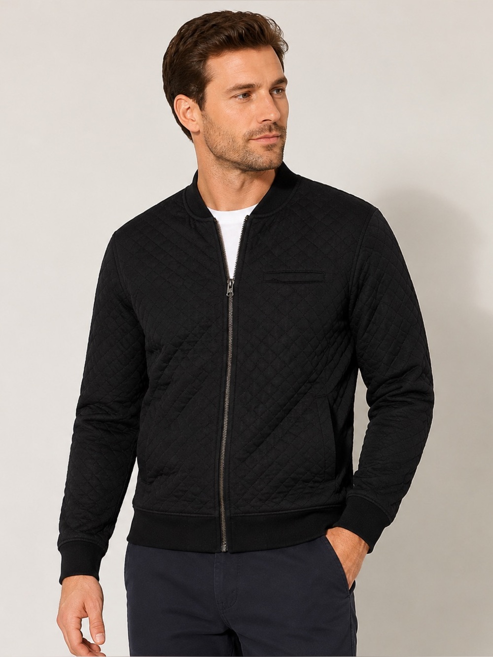 Tavik Quilted Black Zip-Up Lightweight Bomber